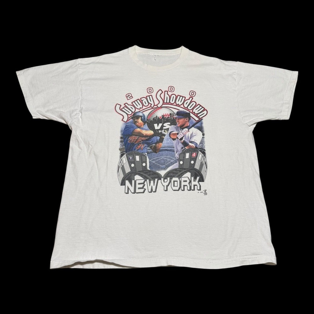 Vintage 2000 New York Yankees Mets Subway Series White Shirt‎ Men's XL